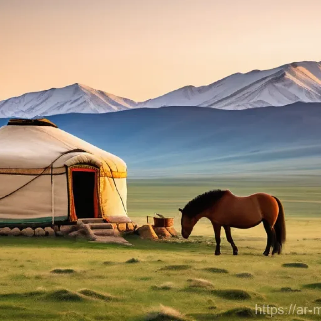 몽골 초원의 야생 동물 관찰 - **Mongolian Nomadic Serenity with Takhi Horses**
    A serene, realistic, and highly detailed image ...