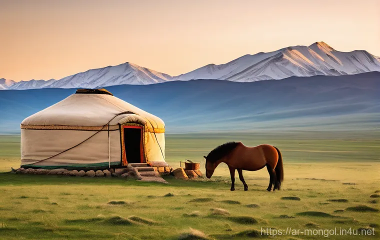 몽골 초원의 야생 동물 관찰 - **Mongolian Nomadic Serenity with Takhi Horses**
    A serene, realistic, and highly detailed image ...