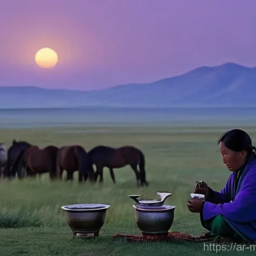 몽골의 독특한 국경 여행 - **Prompt Title: "Echoes of Genghis Khan: Nomadic Serenity on the Eastern Steppe"**
    A wide, cinem...
