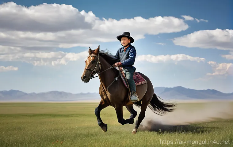 몽골의 지역별 주요 명소 - **Prompt 2: Mystical Gobi Desert Sunset**
    An epic, cinematic, and breathtaking view of the Khong...