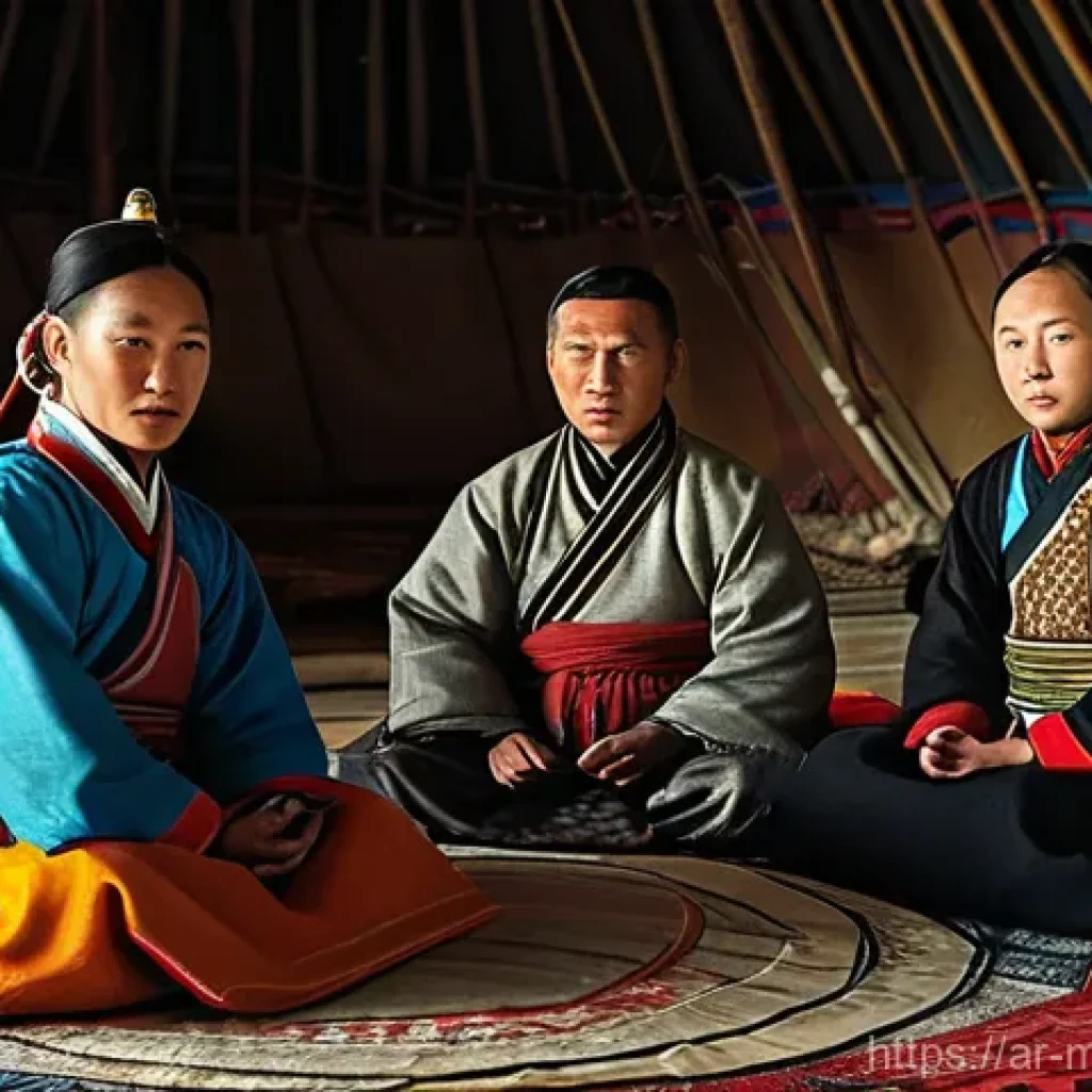 몽골 독립운동가 이야기 - The Spark of Resistance: Gathering of Minds**
A wide-angle, cinematic shot depicting a clandestine g...