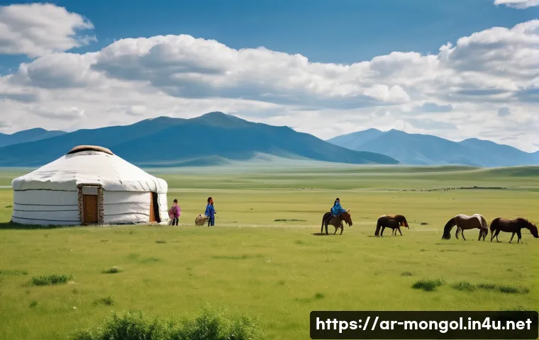 몽골 비자 신청 절차 - **Prompt 1: Mongolian Steppe Adventure**
    A wide shot of a multi-generational family (grandparent...