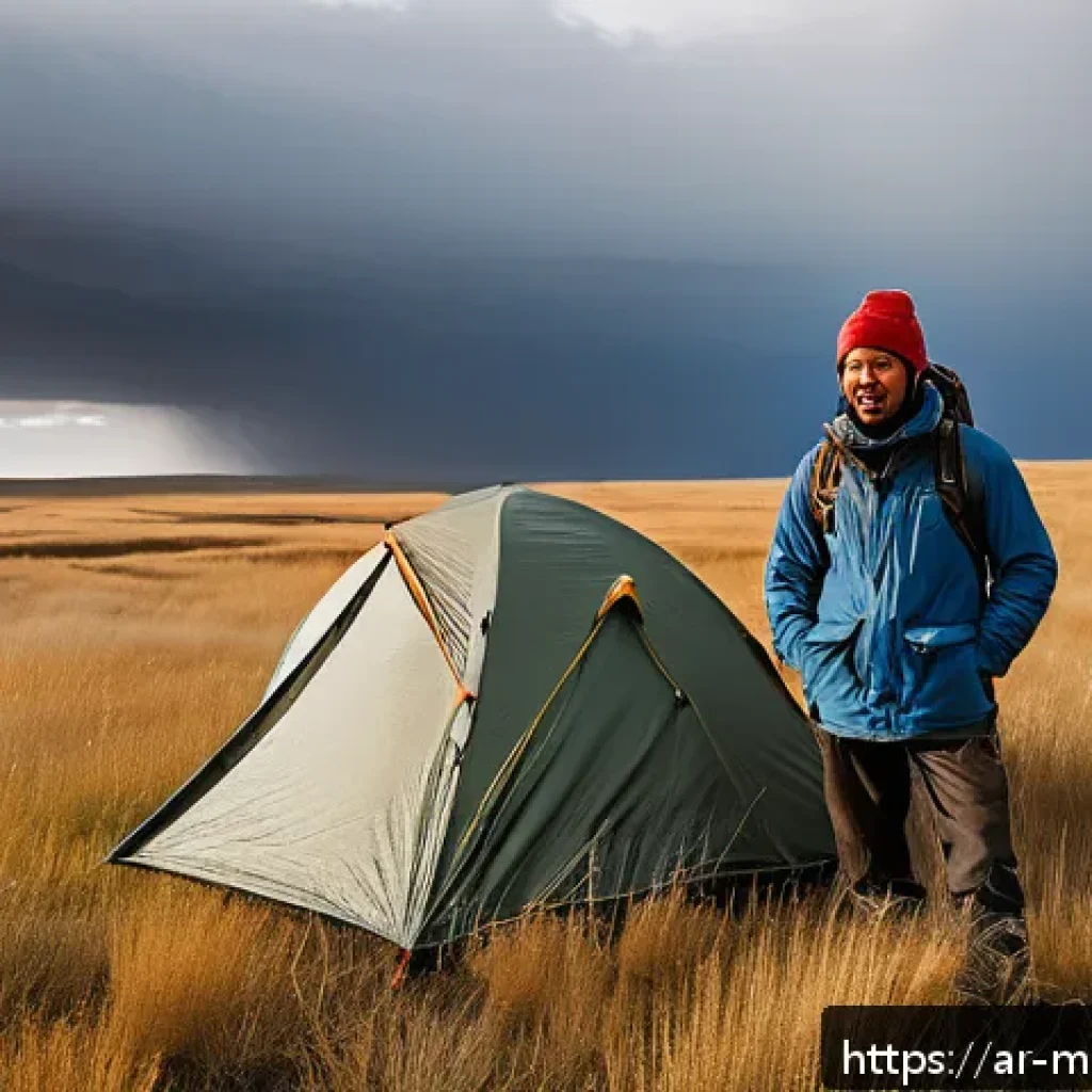몽골 대초원에서의 서바이벌 - A rugged explorer wearing layered outdoor clothing made of breathable, moisture-wicking fabrics such...