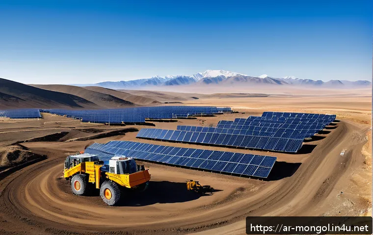 몽골의 주요 경제 성장 동력 - A panoramic view of a modern Mongolian mining site featuring advanced automated drilling machines an...