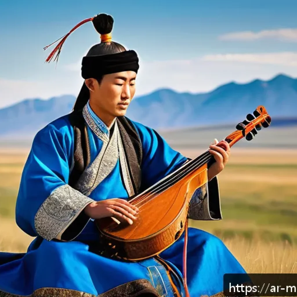 몽골 전통 악기의 종류 - A traditional Mongolian musician playing the Morin Khuur, a deep-stringed instrument resembling a ho...